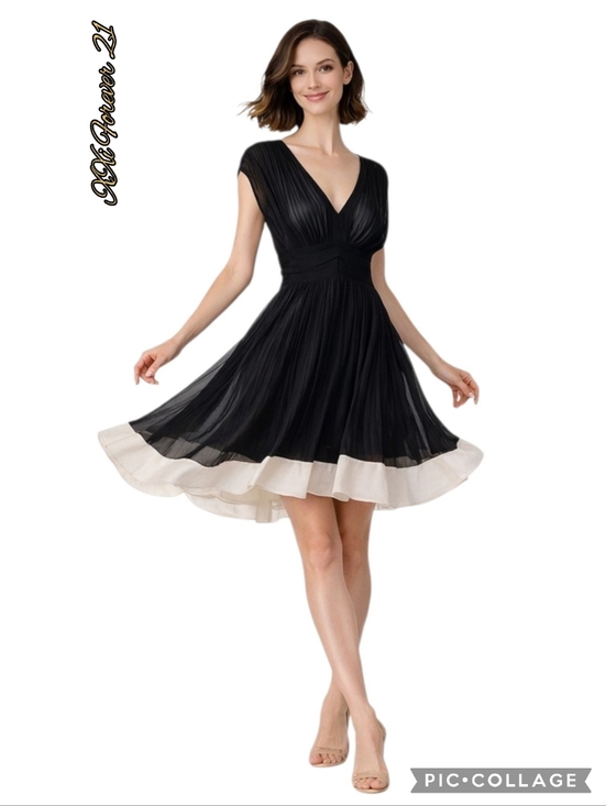 Forever 21 Dresses & Skirts - XXi Forever 21 dress cocktail black chiffon back zip & tie sleeveless sz sml